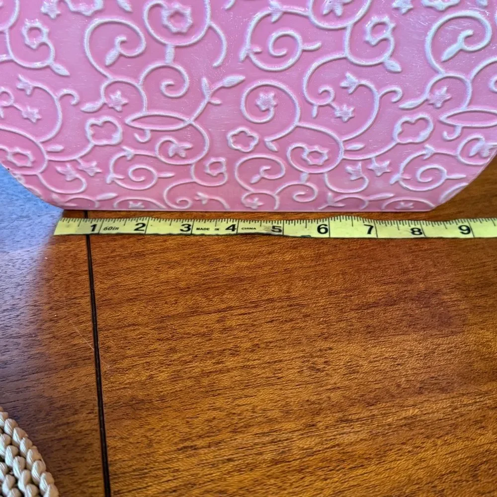 Pink Embossed Decorative Tin Planter Or Decorative Bin
